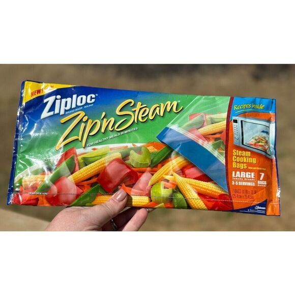 Ziploc Zip N Steam 7 Large Bags Microwave Steam Sealed bag‎ Discontinued - Picture 1 of 1